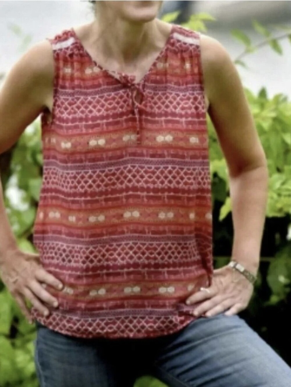 KUHL Organic Cotton And Silk Boho Sleeveless Lightweight Top Size L